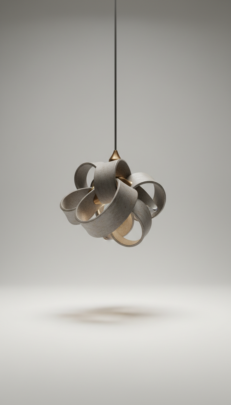 Sculptural Pendant Light in Smoked Glass