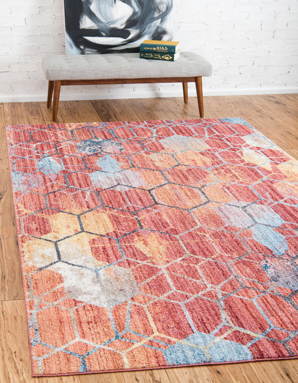 Reuben - Hexagon Pattern Color Blend Rug